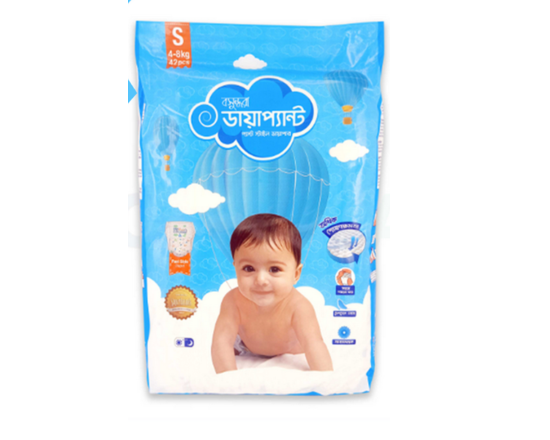 Bashundhara Diapant Baby Diaper Family Pack S (4-8) kg - 42pcs, Code-6209